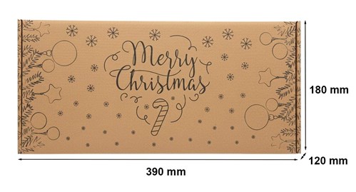 Kraftowy karton fasonowy z napisem Merry Christmas, eleganckie pudełko świąteczne.