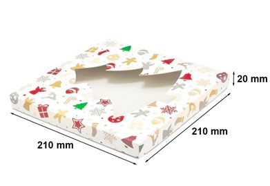 Pudełko ozdobne choinka/prezenty 210x210x20mm