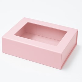 Pudełko Magnetyczne Różowe z okienkiem 200x150x55mm (zew) B6