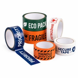 Taśmy pakowe PVC z logo i nadrukiem w 3 kolorach, rolki 48 mm x 54 m