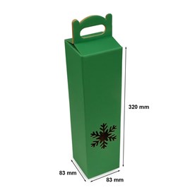 Pudełko na wino śnieżka zielone 83x83x320mm F217