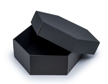 Pudełko karbowane z wieczkiem czarne 6-kątne 240x240x90mm