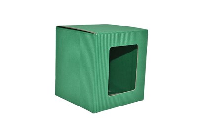 Zielone pudełko z okienkiem na kubek 105x105x112mm