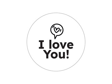 Naklejki okrągłe Białe Fi35mm ILove You 3 - 200szt