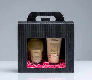 Czarne pudełko 2 słoiki z okienkiem 190x90x160 karbowane