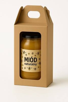 Karton wykrojnikowy z okienkiem 95x95x160mm na 1 słoik miodu F217