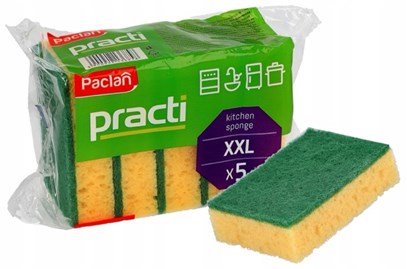 Gąbki Practi Paclan – kuchenne, dwustronne, 5 sztuk w opakowaniu