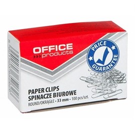 Spinacze Biurowe 33mm Office nikiel 100szt.