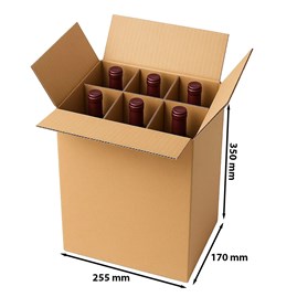 Karton klapowy na 6 sztuk butelek szklanych 255x170x350