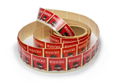 Naklejki Świąteczne Czerwone 35x40mm Auto z choinką, 200szt