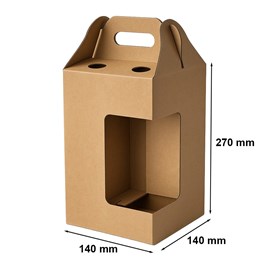 Karton wykrojnikowy z oknem i uchwytem 140x140x270mm  na 4 piwa F217