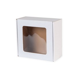 Białe pudełko z okienkiem ozdobne 200x200x100mm EKO