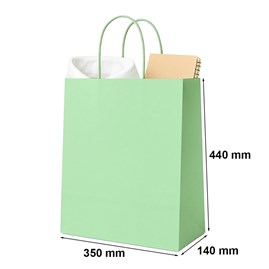 Zielona torebka papierowa 350x140x440 mm z uchwytem skręcanym – trwała i przyjazna środowisku