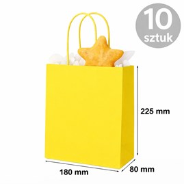 Torba papierowa żółta 180×80×225 mm kraft 10 sztuk