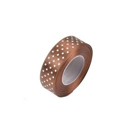 Wstążka satynowa kropki 12mm brązowa 22m WSK6135