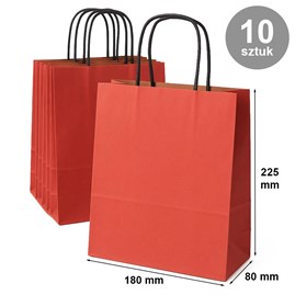 Pakiet - Torba papierowa na prezent 180x80x225 / CZERWONA 10 szt