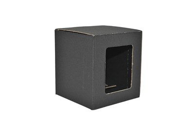 Karton na kubek czarne z okienkiem 105x105x112mm karbowany