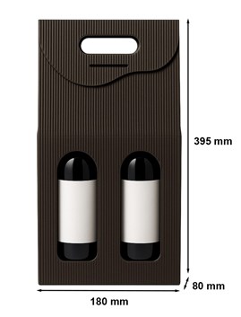 Pudełko karbowane czarne na 2 wina 180x80x395mm