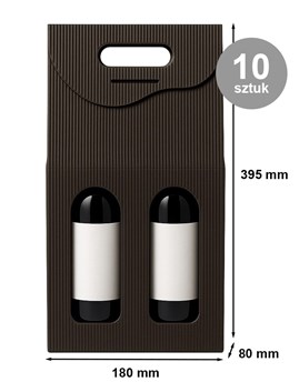 Pudełka karbowane czarne na 2 wina 180x80x395mm 10 sztuk