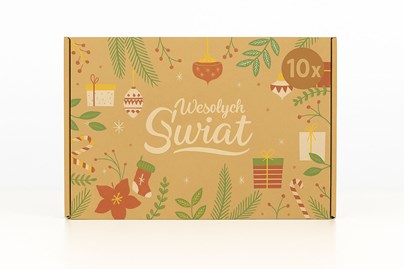 karton świąteczny, pudełko fasonowe, karton Wesołych Świąt, pakiet 10 sztuk, karton prezentowy