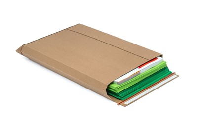 Koperta tekturowa 305x415mm E4 brązowa sztywna z paskiem i zrywką