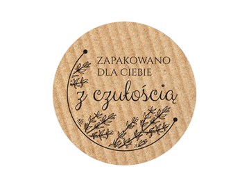 Naklejki Kraft "Zapakowano dla Ciebie z czułością"