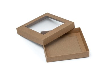 Pudełko ozdobne brązowe kraft 150x150x25mm z oknem