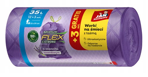 Worki na śmieci LD Magnum FLEX Lawendowe 35L 12 sztuk JN