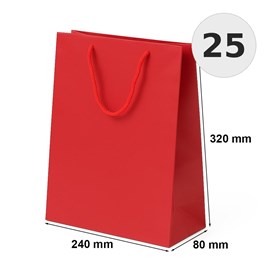 Torby papierowe czerwone prezentowe 240x80x320 mm 25 szt