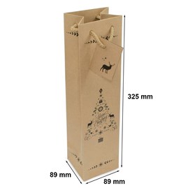 Torebka papierowa Premium na 1 wino świąteczna 325x89x89mm
