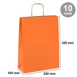 Pakiet - Torba papierowa na prezent 240x100x320 / POMARAŃCZOWA 10szt