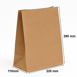 Torba papierowa KLOCKOWA 220x110x280 / BRĄZOWA