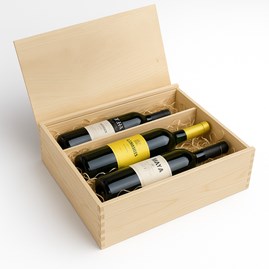 potrójne pudełko drewniane na wino