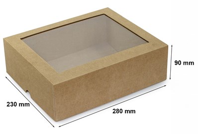 Pudełko karbowane wieczkowe 280x230x90mm z oknem
