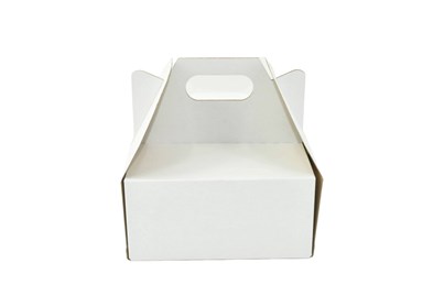 Karton Pudełko na Tort Ciasto 26x26x12 cm Biały z rączką