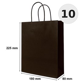 torebka papierowa czekoladowa 180x80x225 mm 10 sztuk