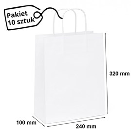 Pakiet - Torba papierowa na prezent 240x100x320 / BIAŁA 10szt