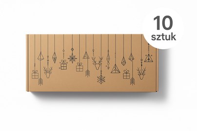 karton świąteczny 10 sztuk, karton geometria3 WŚ, pudełka fasonowe święta, kartony kraft boże narodzenie, pudełka prezentowe