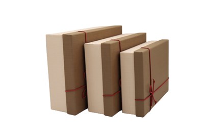 Zestaw pudełek - prostokąt rzemyk (3szt.) Beż/brąz