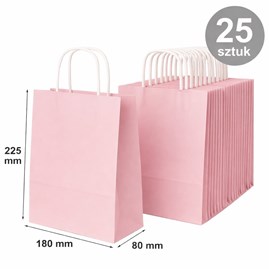 torebka papierowa pastelowa różowa 180x80x225 mm 25 sztuk
