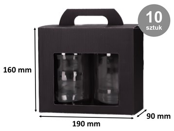 Pudełka karbowane czarne na 2 słoiki 0,9l 190x90x160mm 10szt