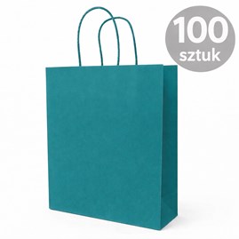 Torba papierowa kraft zielononiebieska 180×80×225 mm 100 sztuk