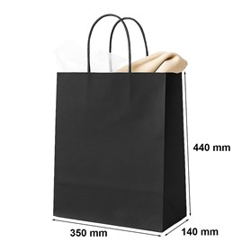 Torebka papierowa czarna 350x140x440 mm z papierowym uchwytem – trwała i stylowa