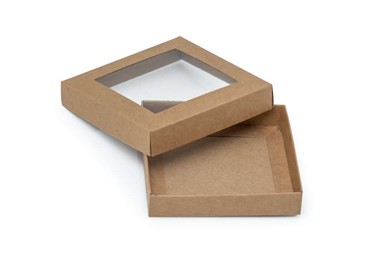 Pudełko ozdobne płaskie kraft 105x105x20mm z oknem