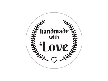 Naklejki okrągłe Białe Handmade with Love - wzór 6