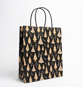 Torba Papierowa Świąteczna Czarna 340x140x395mm na prezent Choinki