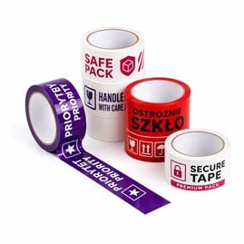 Rolki taśmy pakowej z logo Solvent 48 mm x 54 m z dwukolorowym nadrukiem firmowym