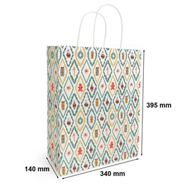 Świąteczna torebka papierowa THEOTIME 340x140x395 mm z uchwytem skręcanym – duża i elegancka