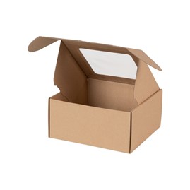 Karton ozdobny z okienkiem prezentowy 200x200x100mm brązowe EKO