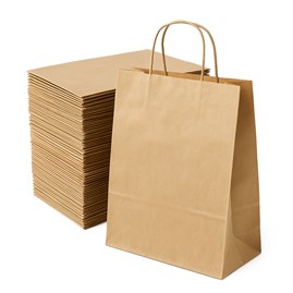 Pakiet - Torba papierowa na prezent 240x100x320 BRĄZOWA GŁADKA 10 szt